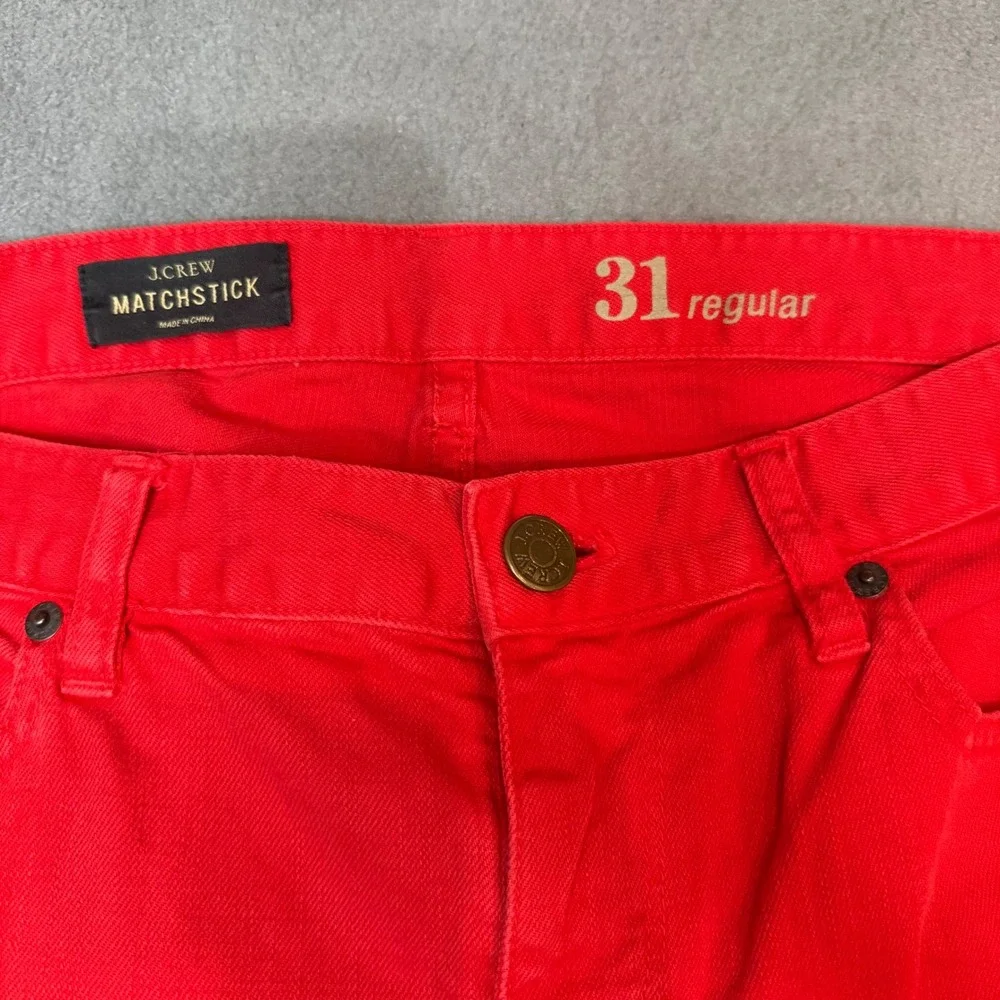 J. Crew Matchstick Jeans Womens 31 Regular Red Straight Leg Denim Pants 36075